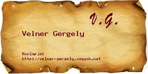 Velner Gergely névjegykártya